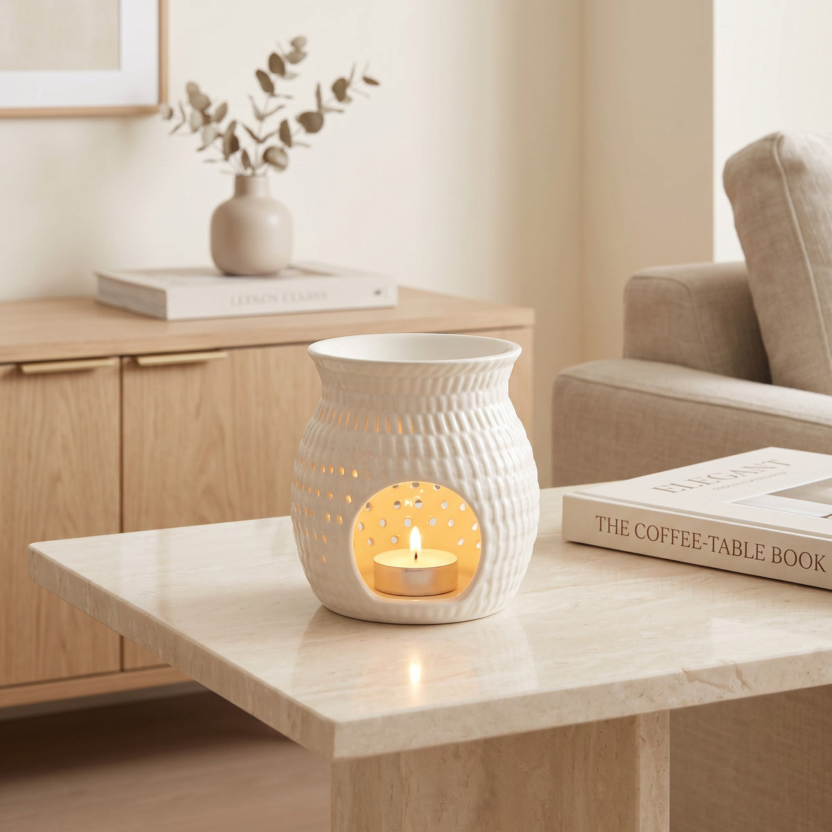 Woven Basket Effect Ceramic Wax Melt Burner
