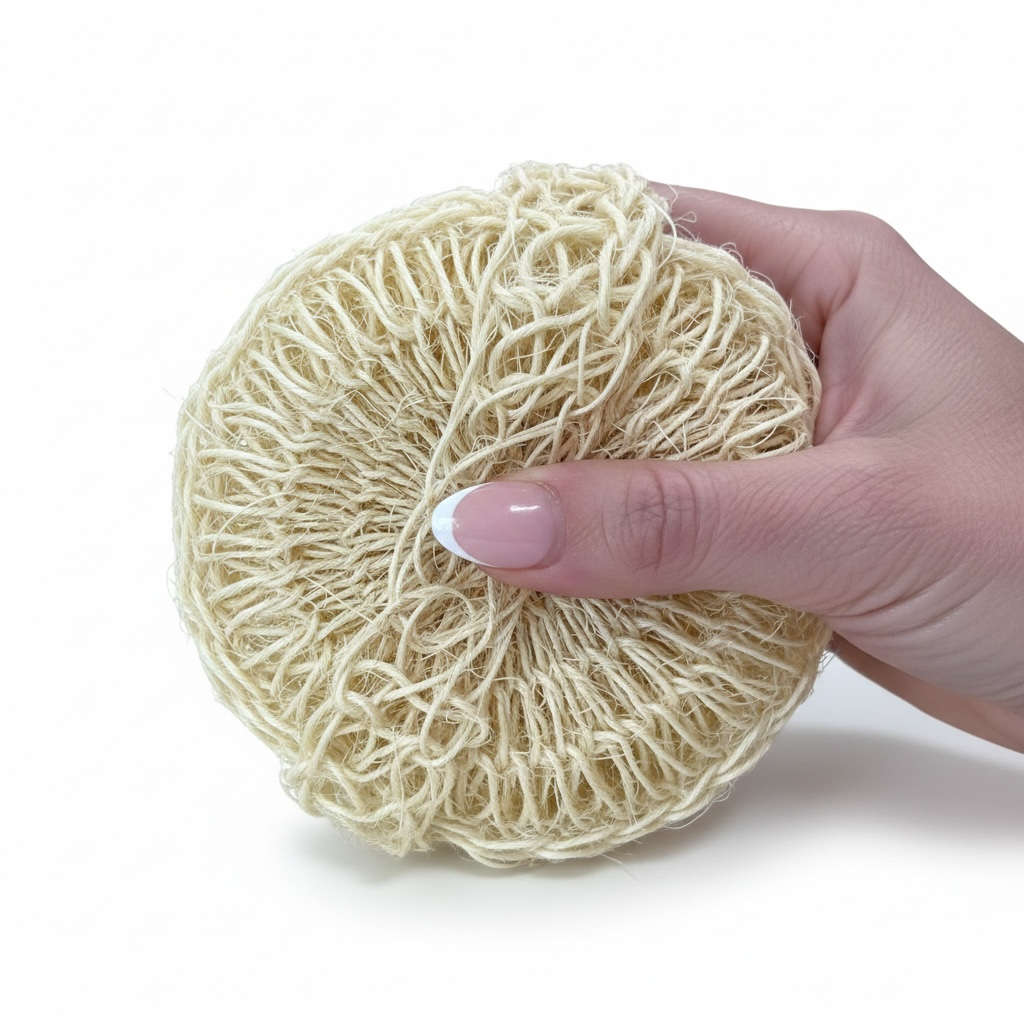 Sisal & Cotton Sponge and Scrub – Soft Round Exfoliating Cushion